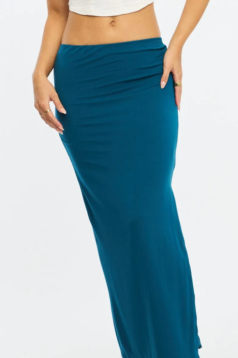 Blue Maxi Skirt Elasticated Waist Side Split Lined sold by Ally Fashion product image thumbnail 5