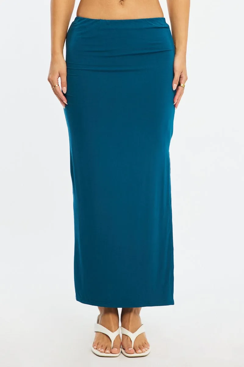 Blue Maxi Skirt Elasticated Waist Side Split Lined sold by Ally Fashion product image thumbnail 2