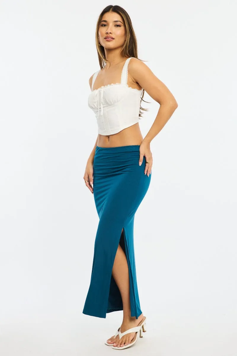 Blue Maxi Skirt Elasticated Waist Side Split Lined sold by Ally Fashion product image thumbnail 3