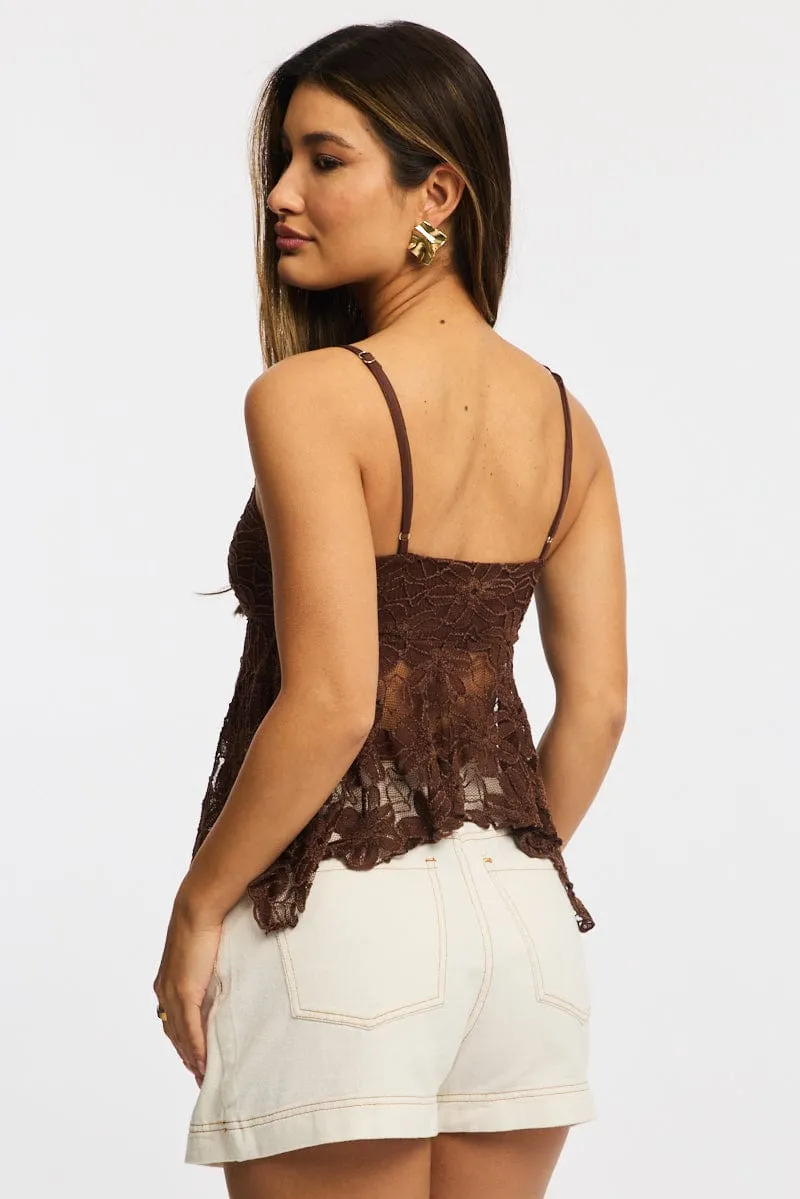Brown Singlet Top Lace sold by Ally Fashion product image thumbnail 4