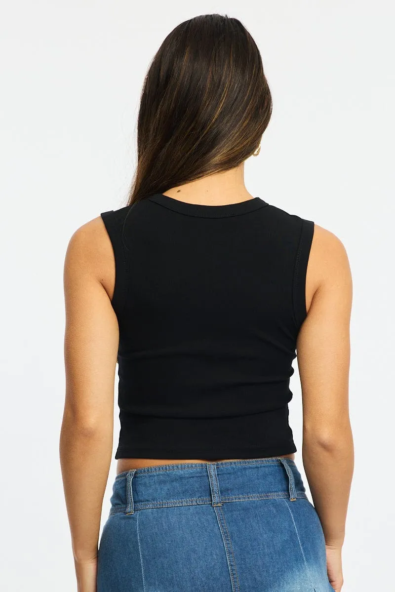 Black Button Front Top Sleeveless sold by Ally Fashion product image thumbnail 4