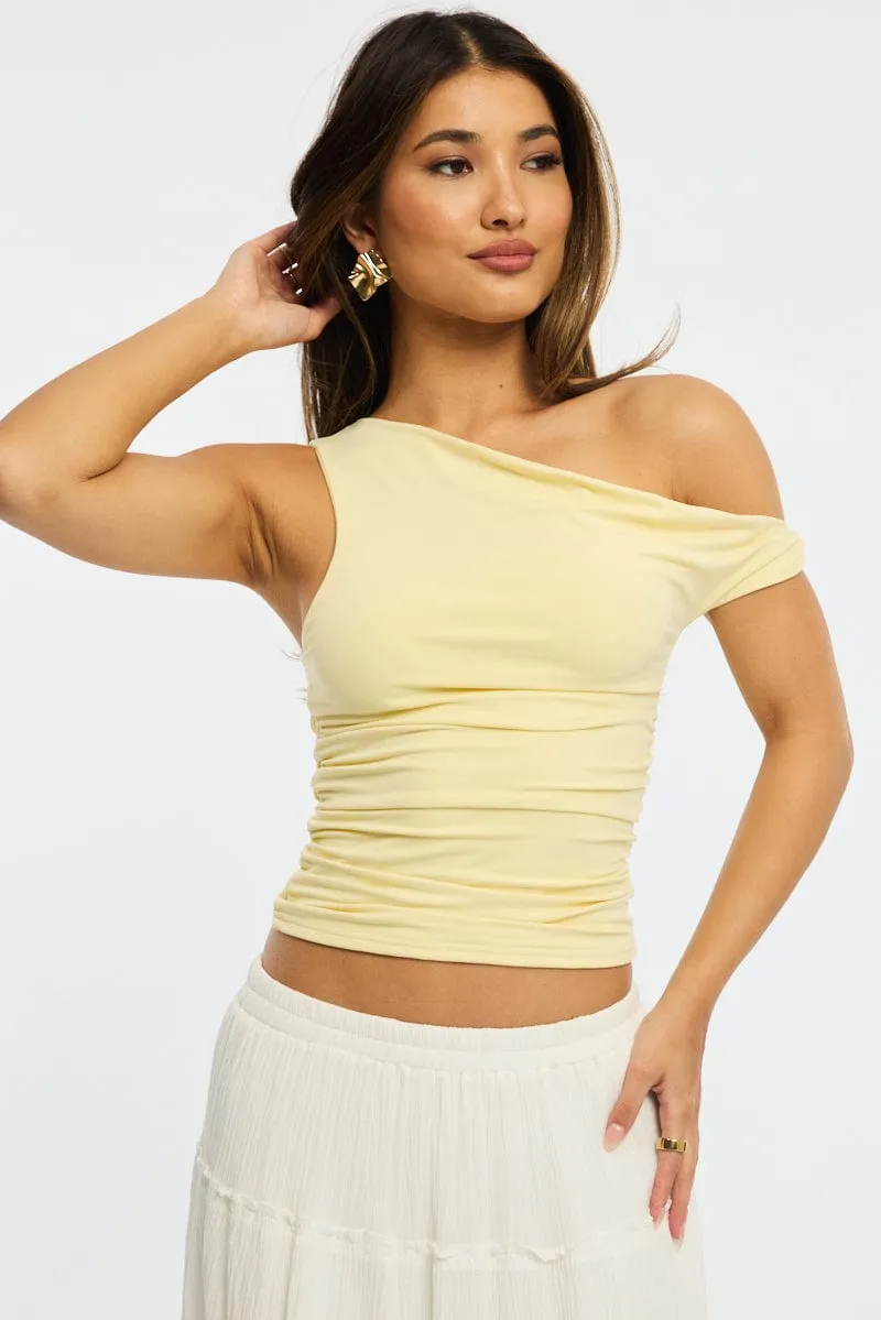 Yellow Supersoft Top Twist Off Shoulder sold by Ally Fashion