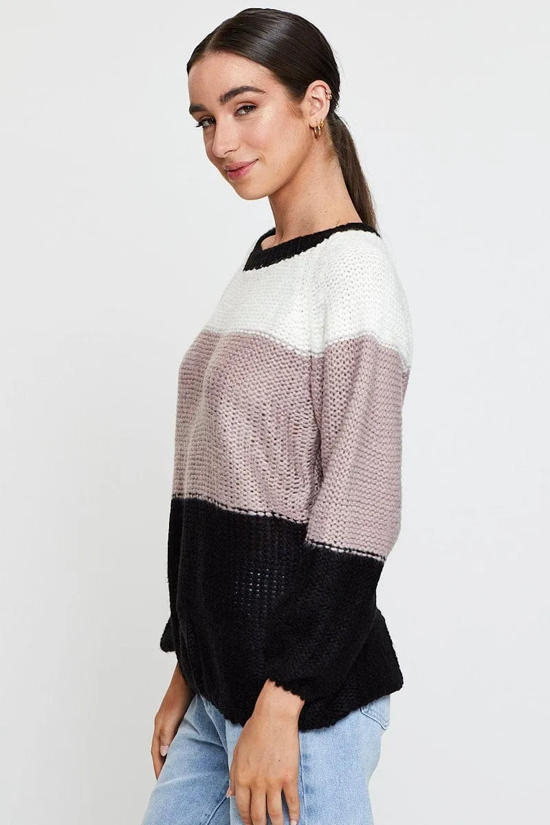 Multi Knit Top Long Sleeve Relaxed Colour Block sold by Ally Fashion product image thumbnail 4