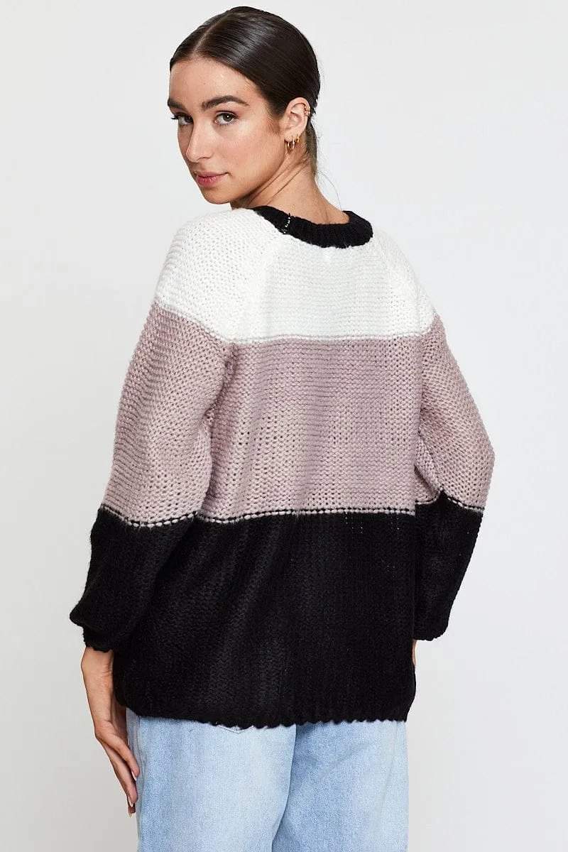 Multi Knit Top Long Sleeve Relaxed Colour Block sold by Ally Fashion product image thumbnail 5