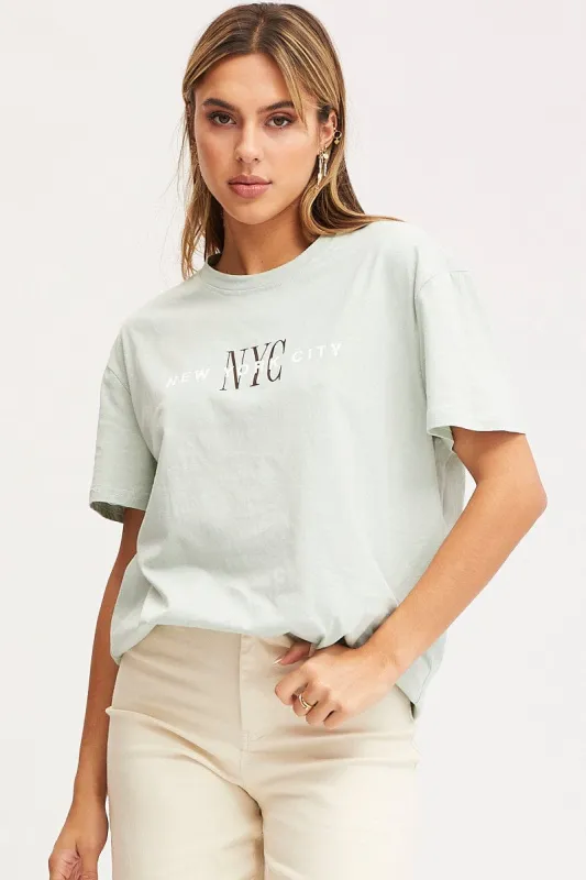 Green Graphic T Shirt Short Sleeve sold by Ally Fashion