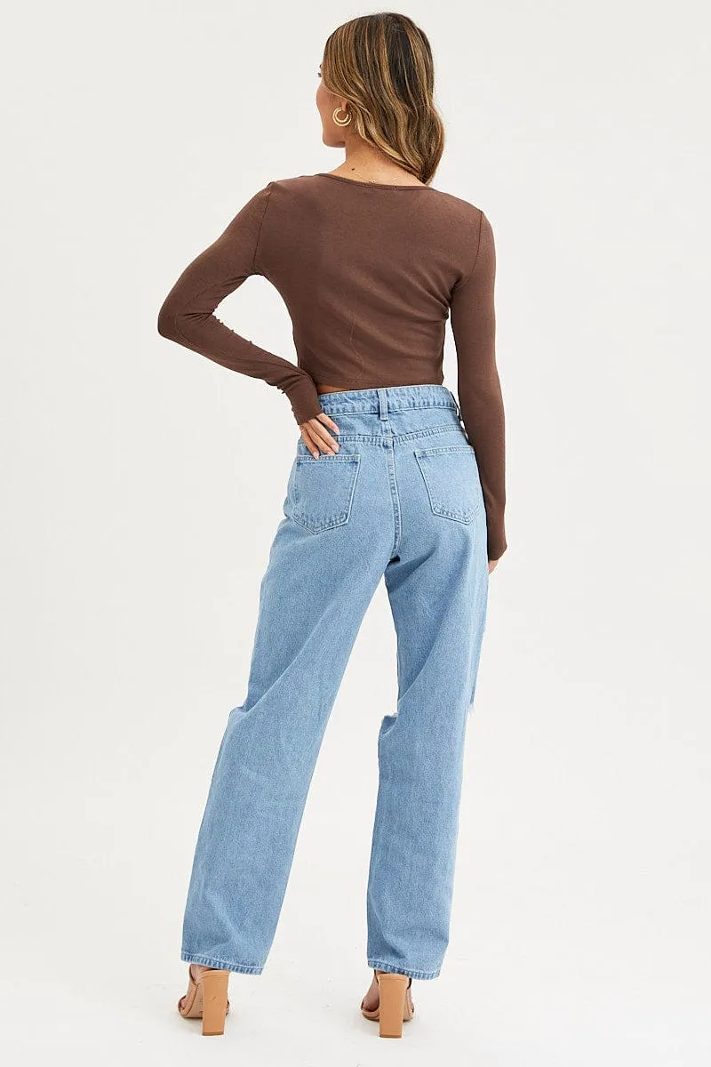 Blue Boyfriend Denim Jeans High Rise sold by Ally Fashion product image thumbnail 5