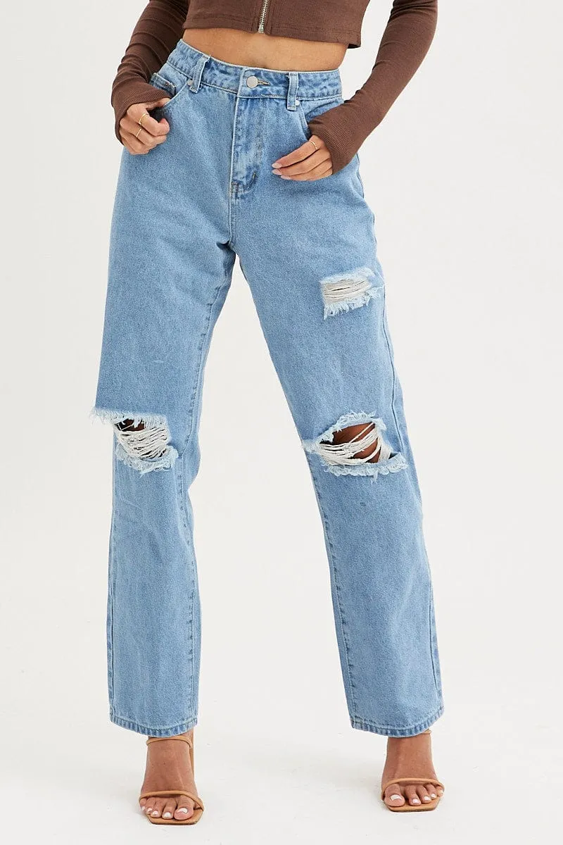 Blue Boyfriend Denim Jeans High Rise sold by Ally Fashion product image thumbnail 2