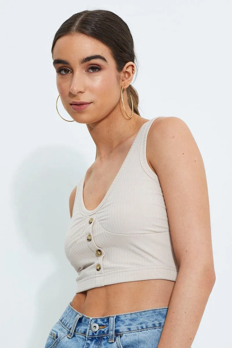 Black Designer Button Front Ribbed Crop Top sold by Ally Fashion product image thumbnail 2