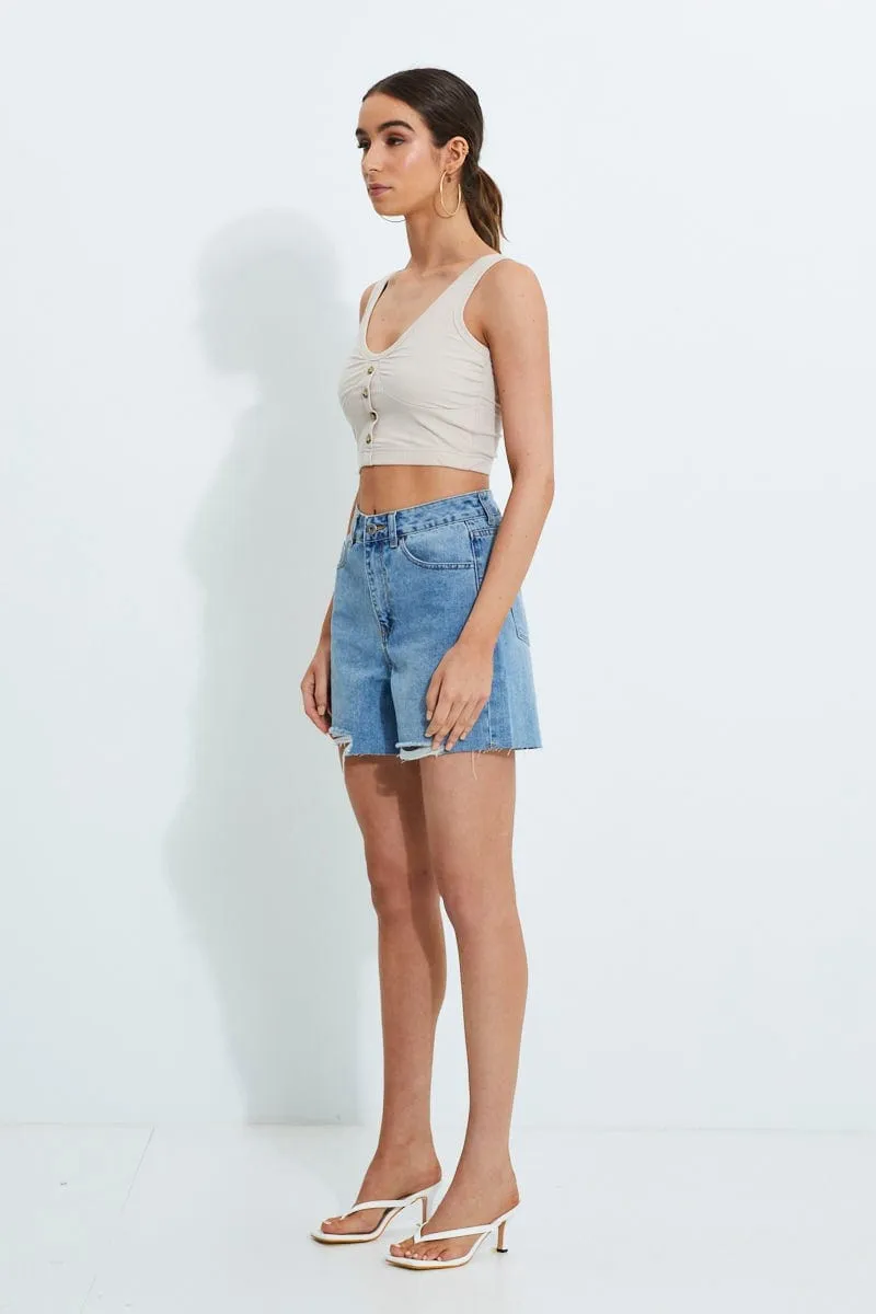 Black Designer Button Front Ribbed Crop Top sold by Ally Fashion product image thumbnail 4