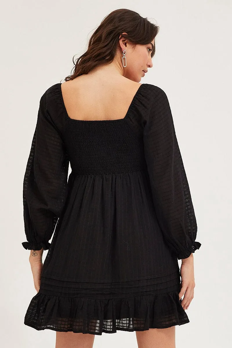 Black Smock Dress Long Sleeve Mini sold by Ally Fashion product image thumbnail 5