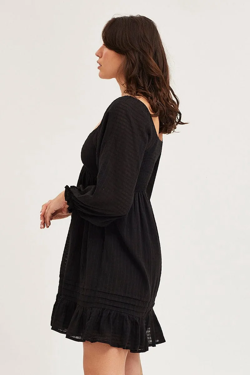 Black Smock Dress Long Sleeve Mini sold by Ally Fashion product image thumbnail 4
