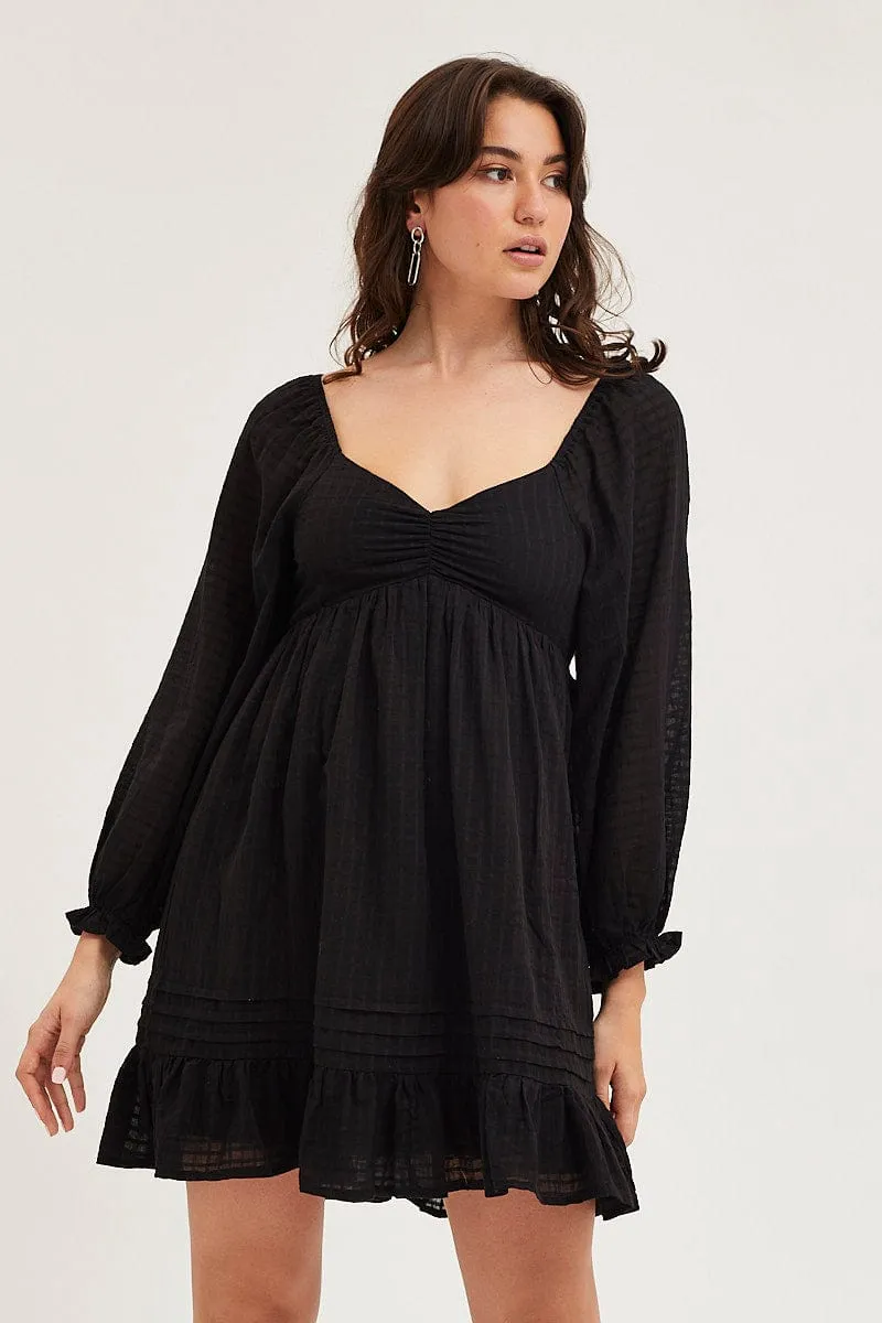Black Smock Dress Long Sleeve Mini sold by Ally Fashion product image thumbnail 3