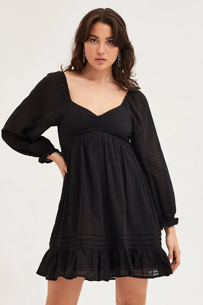 Black Smock Dress Long Sleeve Mini sold by Ally Fashion