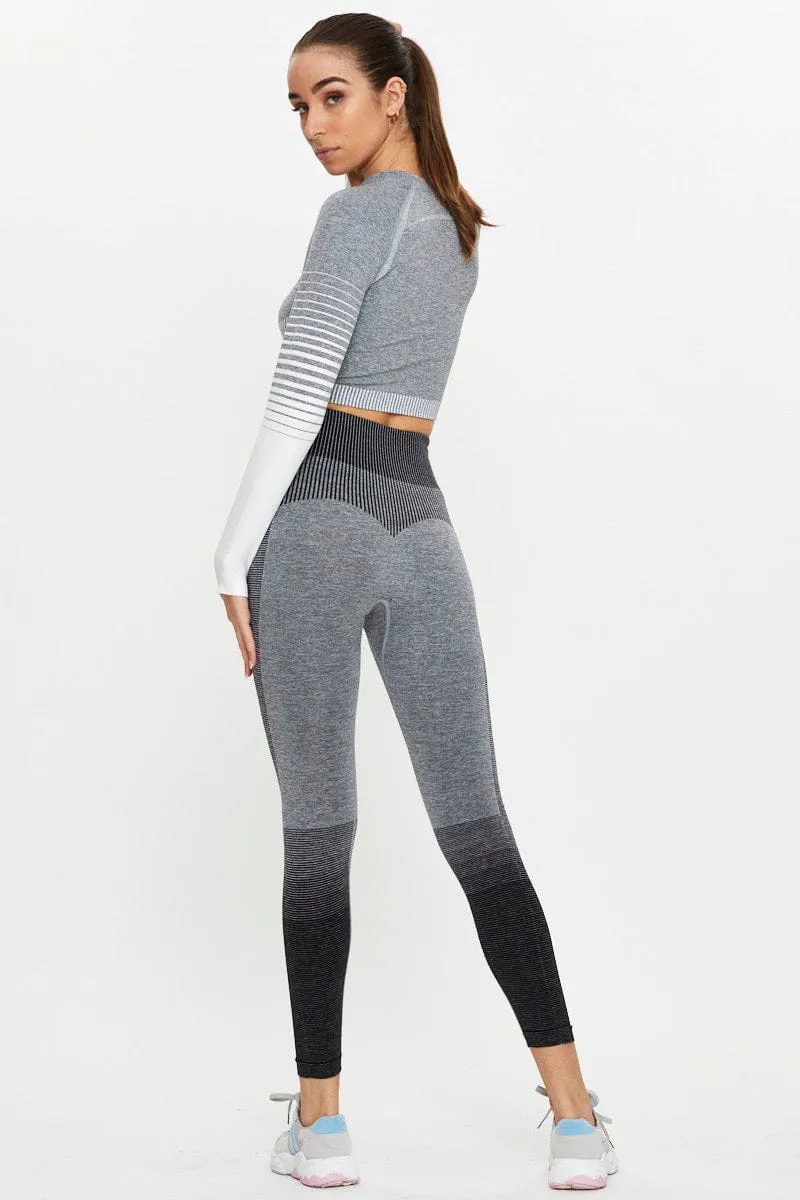 Black Seamless Ombre Activewear Leggings sold by Ally Fashion product image thumbnail 5