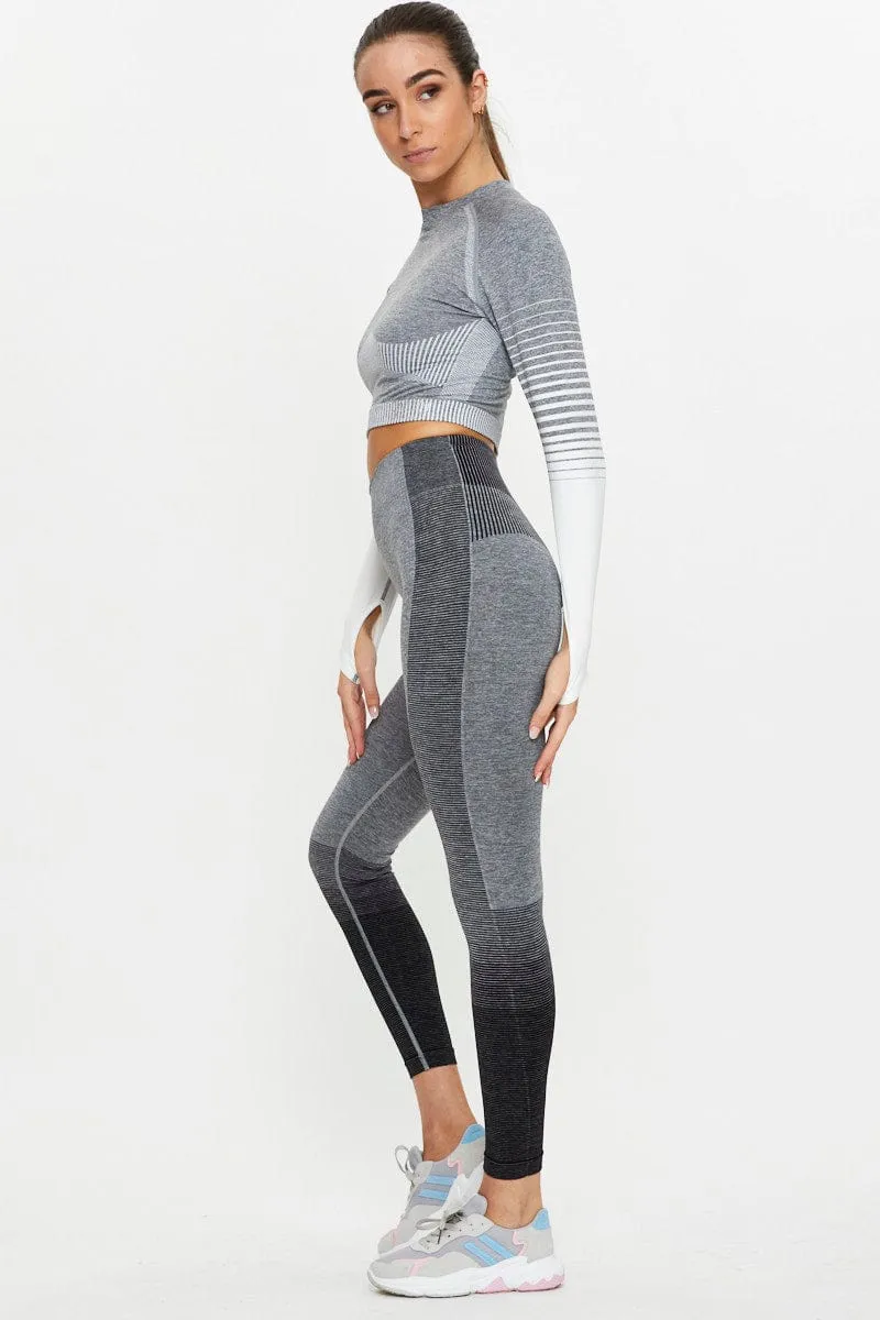 Black Seamless Ombre Activewear Leggings sold by Ally Fashion product image thumbnail 4