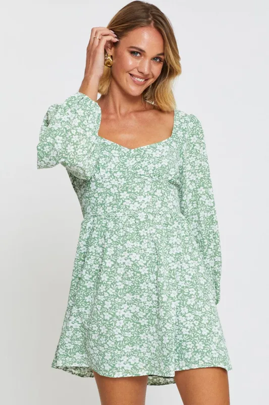 Print Mini Dress Long Sleeve sold by Ally Fashion
