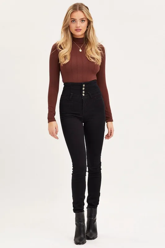 Black Skinny Denim Jeans High Rise sold by Ally Fashion