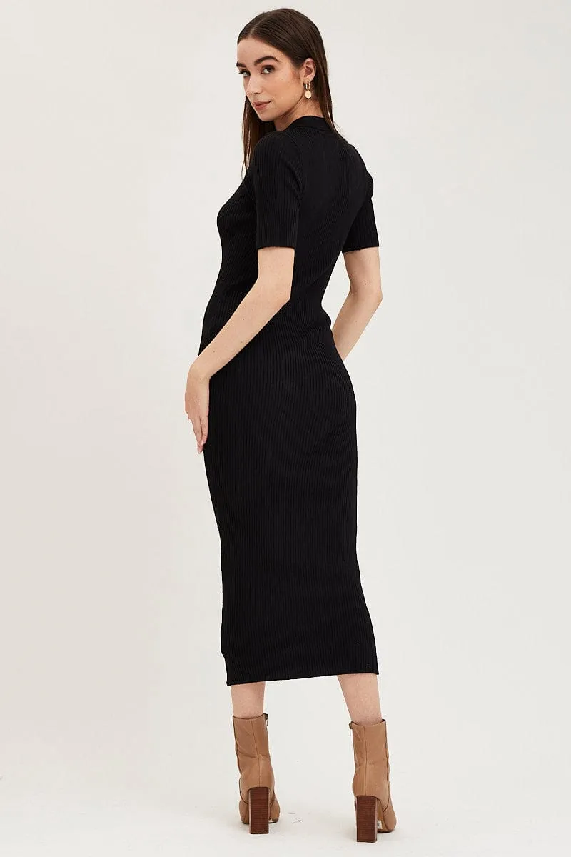 Black Button Front Bodycon Knit Dress sold by Ally Fashion product image thumbnail 5