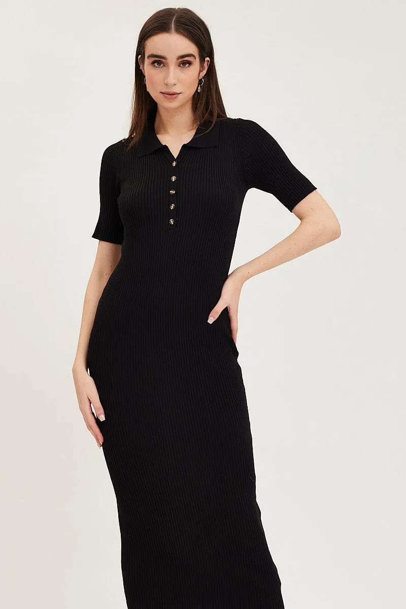Black Button Front Bodycon Knit Dress sold by Ally Fashion product image thumbnail 2