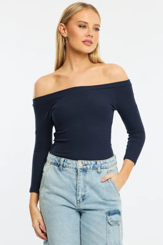 Blue Top 3/4 Sleeve sold by Ally Fashion