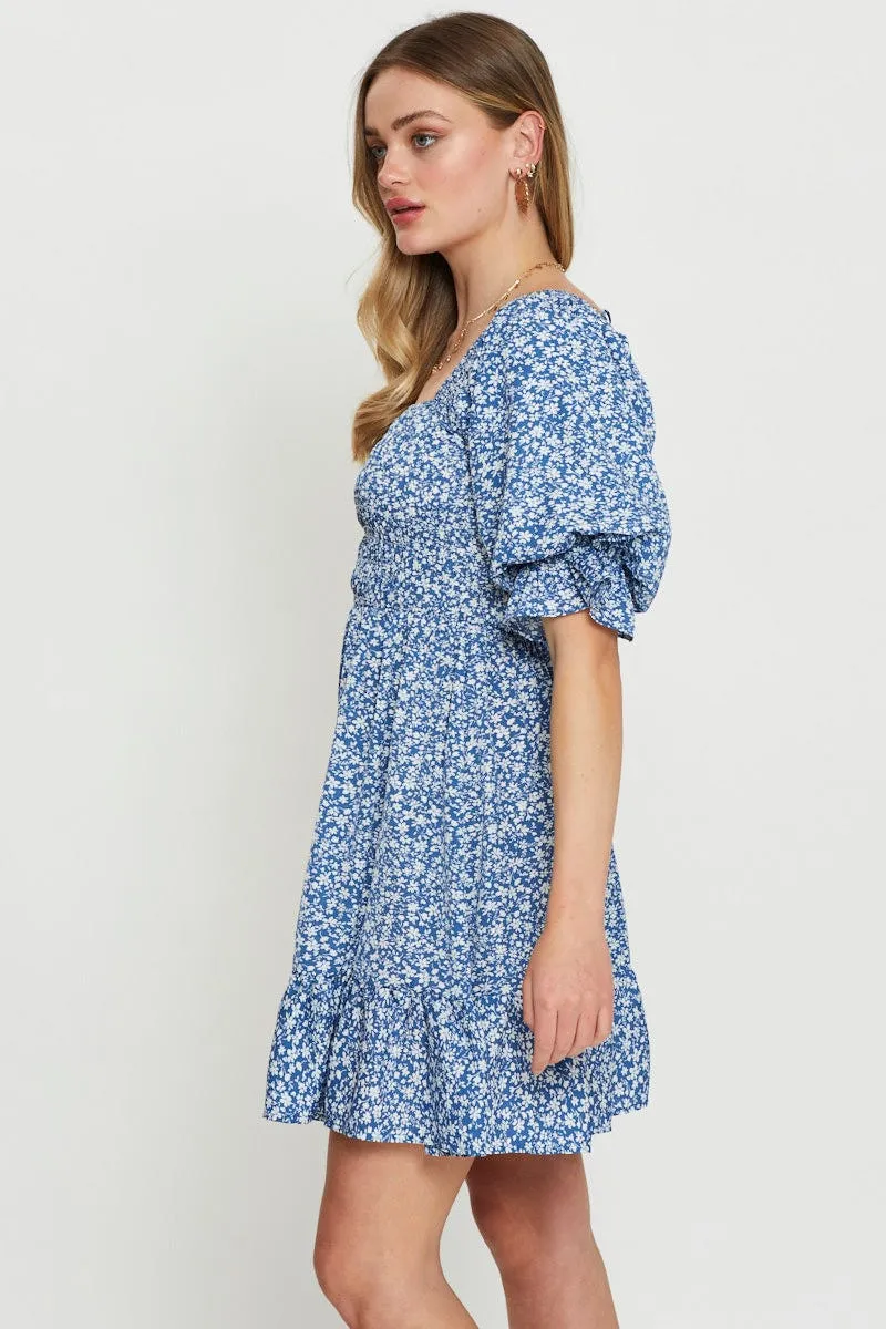 Print Mini Dress Short Sleeve Square Neck sold by Ally Fashion product image thumbnail 4