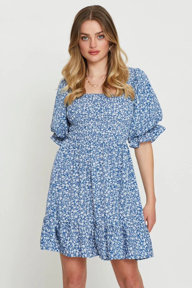 Print Mini Dress Short Sleeve Square Neck sold by Ally Fashion product image thumbnail 3