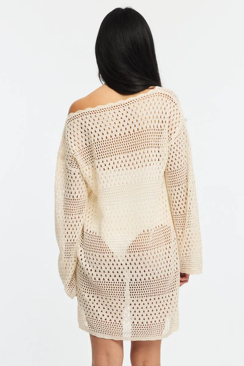 Beige Beach Dress Cover Up Long Sleeve sold by Ally Fashion product image thumbnail 4