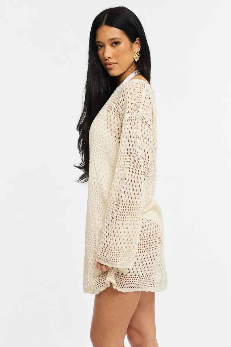 Beige Beach Dress Cover Up Long Sleeve sold by Ally Fashion product image thumbnail 3