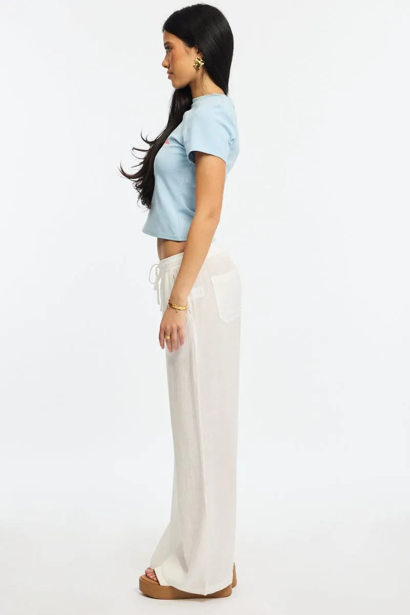 White Stripe Wide Leg Pants Elasticated Waist sold by Ally Fashion product image thumbnail 3