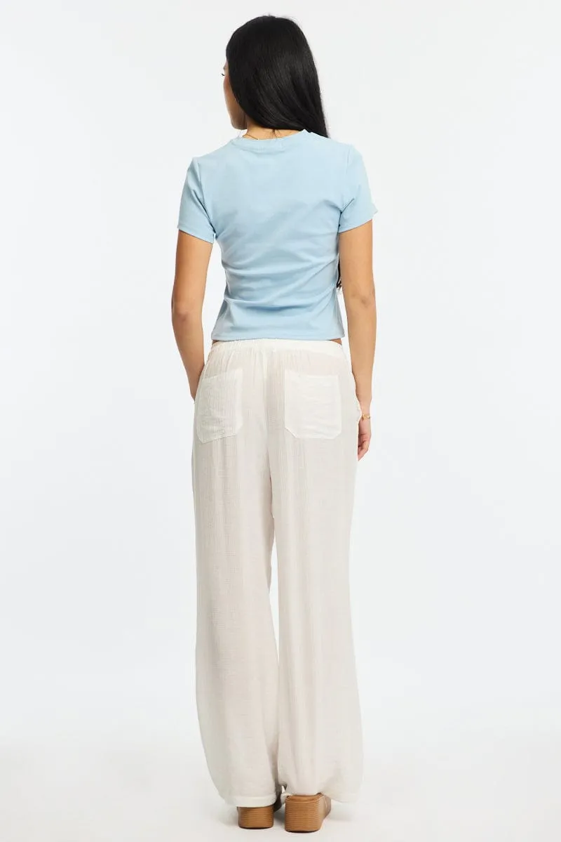 White Stripe Wide Leg Pants Elasticated Waist sold by Ally Fashion product image thumbnail 4