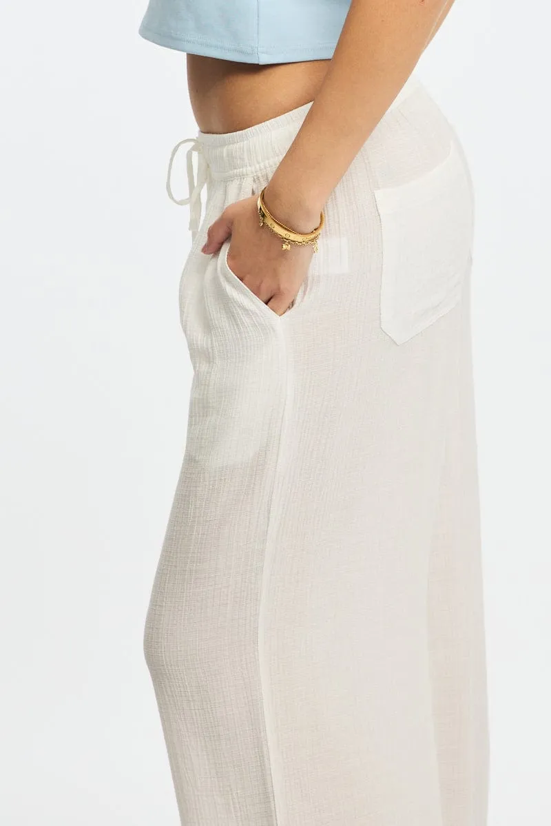 White Stripe Wide Leg Pants Elasticated Waist sold by Ally Fashion product image thumbnail 5