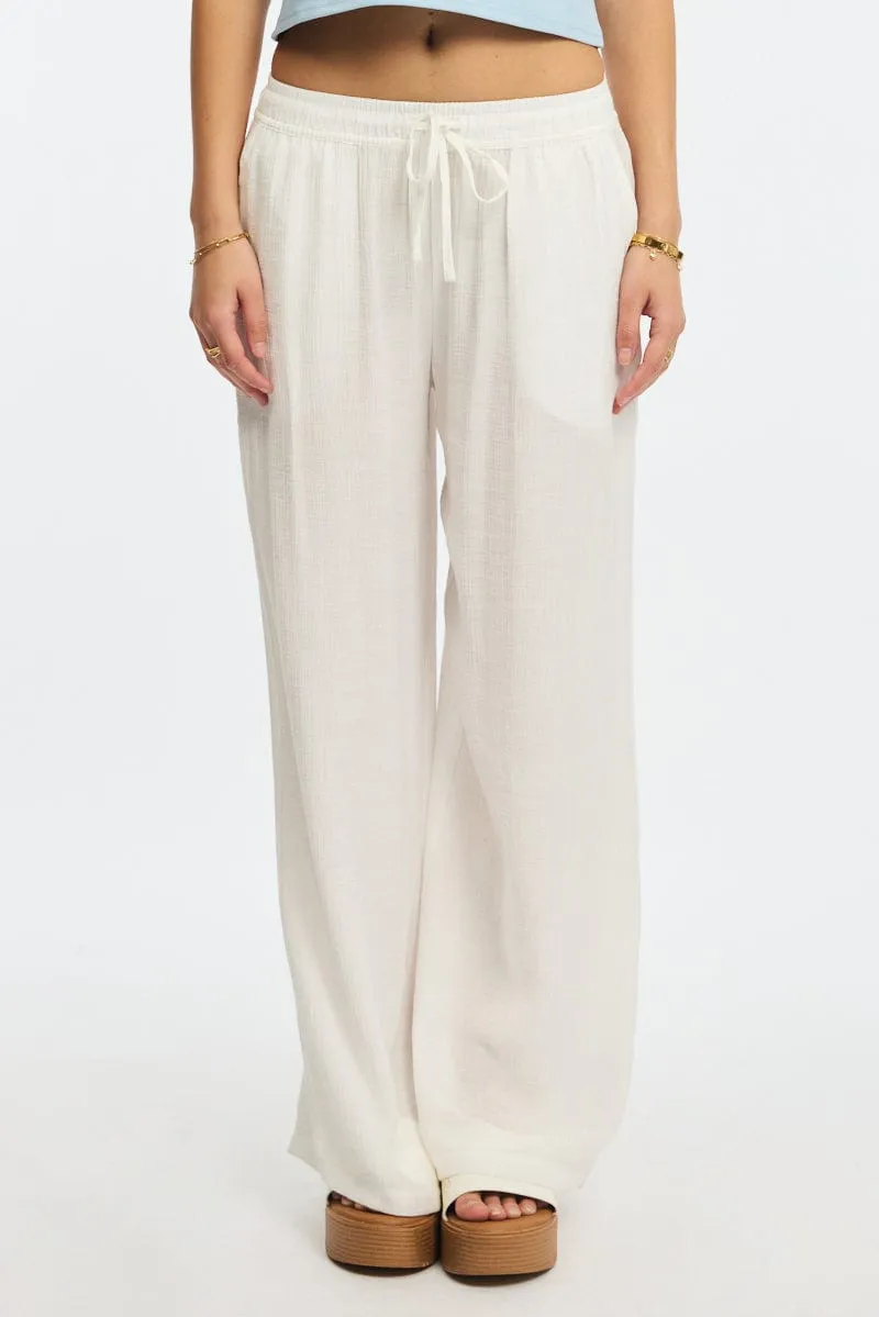 White Stripe Wide Leg Pants Elasticated Waist sold by Ally Fashion product image thumbnail 2