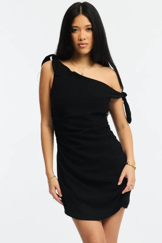 Black Bodycon Dress Tie Up Shoulder sold by Ally Fashion