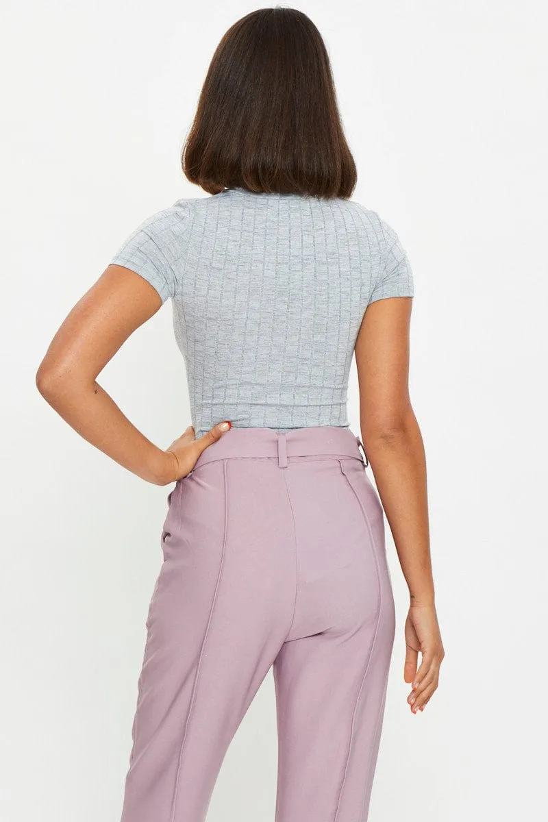 GREY Cutout Turtleneck Bodysuit sold by Ally Fashion product image thumbnail 5