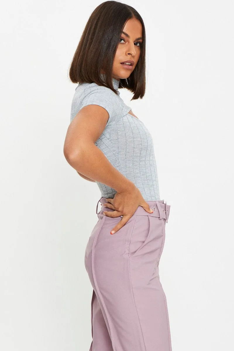 GREY Cutout Turtleneck Bodysuit sold by Ally Fashion product image thumbnail 4