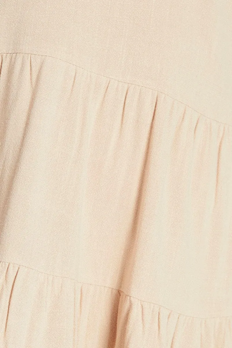 Beige Sleeveless Linen Swing Dress sold by Ally Fashion product image thumbnail 5