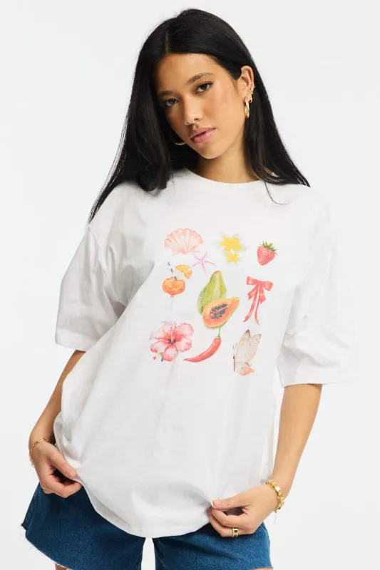 White Graphic Tee Short Sleeve sold by Ally Fashion