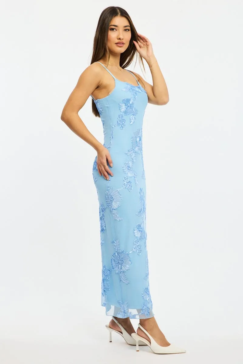 Blue Bodycon Dress Embroidered Mesh sold by Ally Fashion product image thumbnail 3