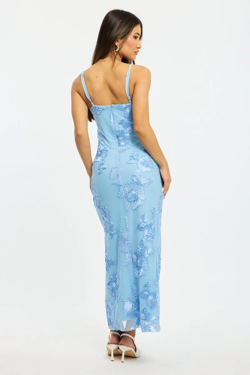 Blue Bodycon Dress Embroidered Mesh sold by Ally Fashion product image thumbnail 4