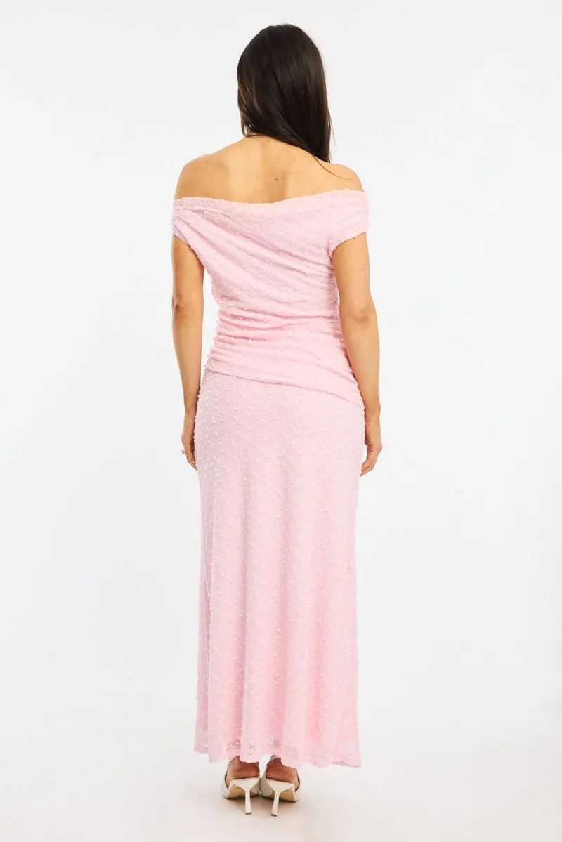 Pink Bodycon Dress Textured Off Shoulder sold by Ally Fashion product image thumbnail 4
