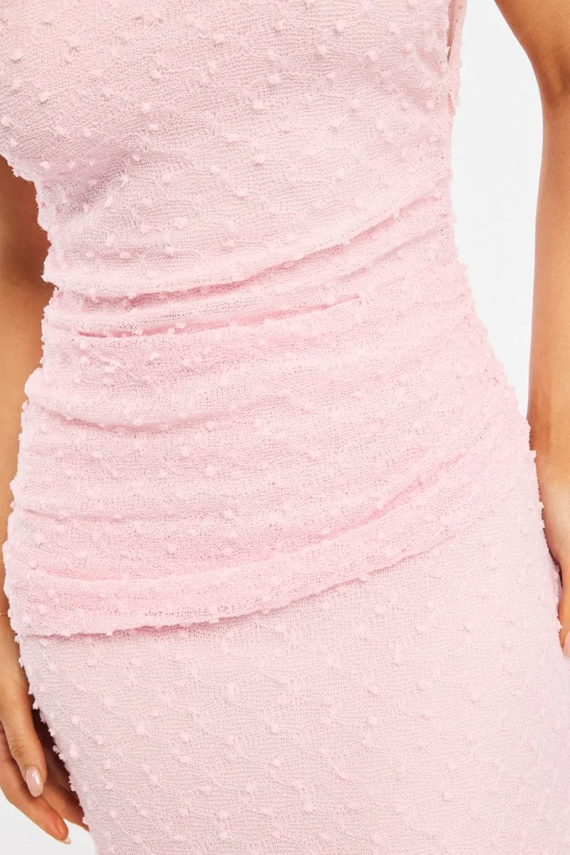 Pink Bodycon Dress Textured Off Shoulder sold by Ally Fashion product image thumbnail 5