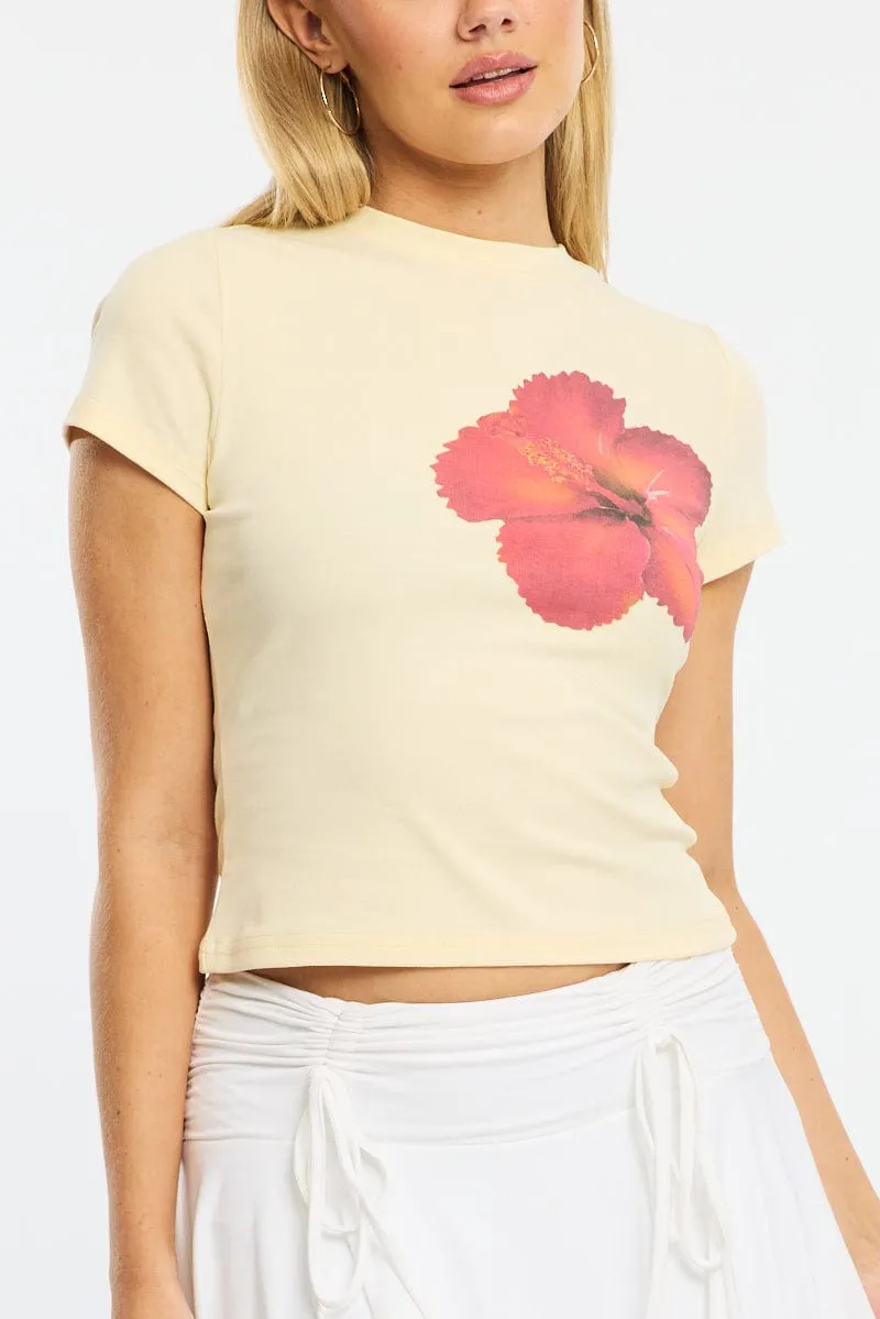 Yellow Graphic Tee Short Sleeve sold by Ally Fashion product image thumbnail 5