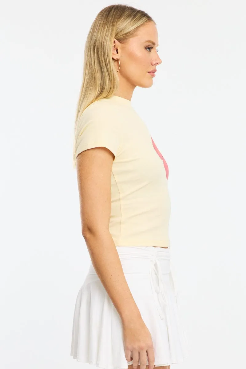 Yellow Graphic Tee Short Sleeve sold by Ally Fashion product image thumbnail 3