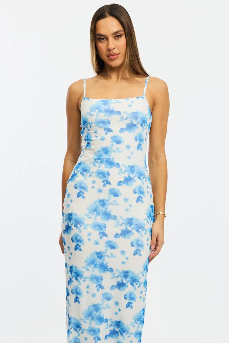 Blue Floral Bodycon Dress Mesh sold by Ally Fashion product image thumbnail 2