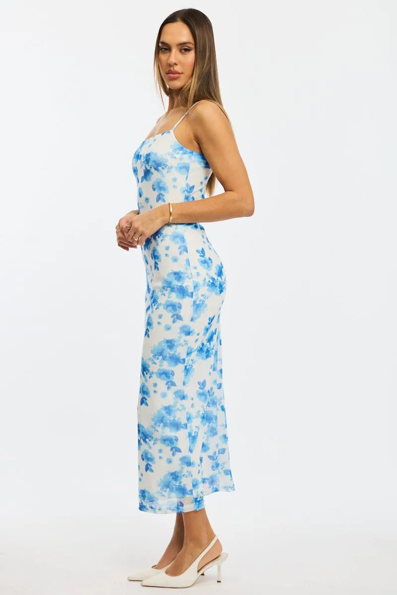 Blue Floral Bodycon Dress Mesh sold by Ally Fashion product image thumbnail 3