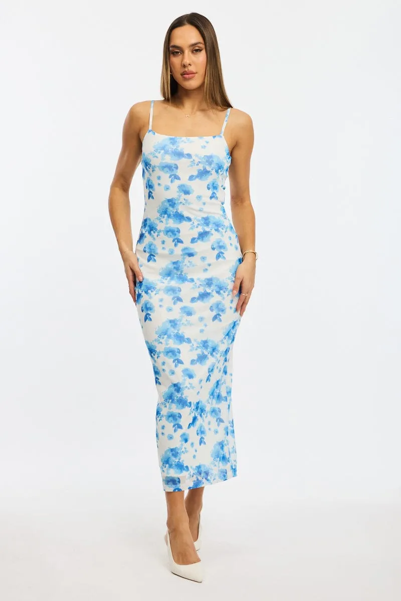 Blue Floral Bodycon Dress Mesh sold by Ally Fashion