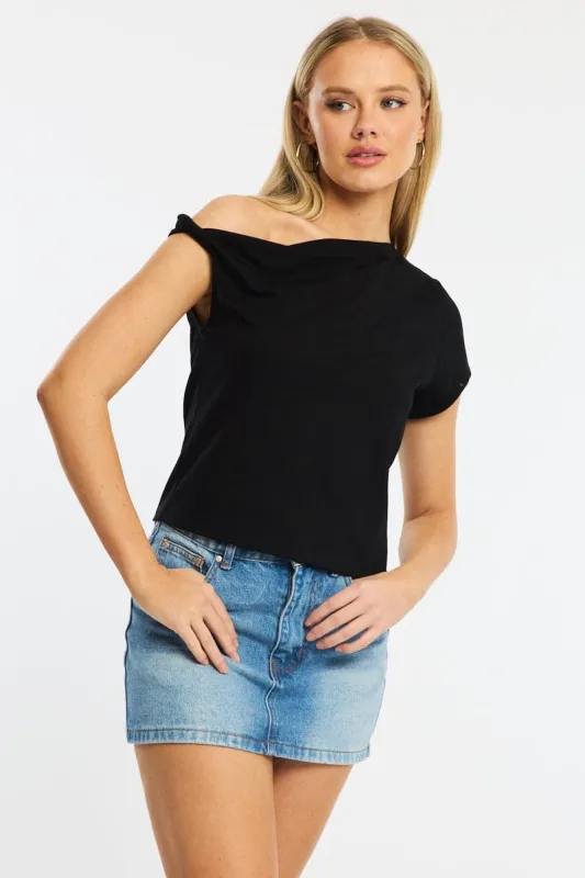 Black Jersey Tee Shirt Short Sleeve sold by Ally Fashion