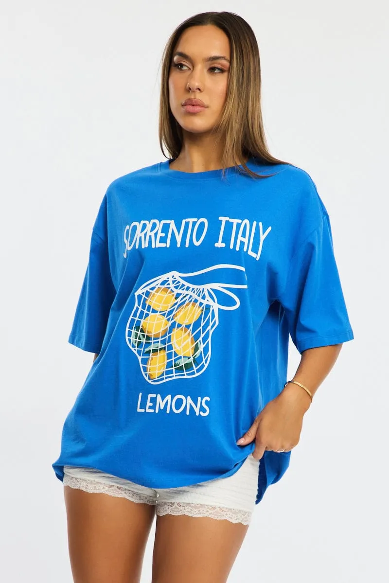 Blue Graphic Tee Short Sleeve sold by Ally Fashion