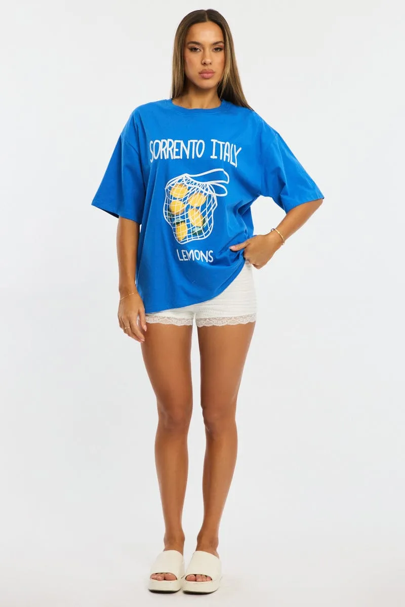 Blue Graphic Tee Short Sleeve sold by Ally Fashion product image thumbnail 2