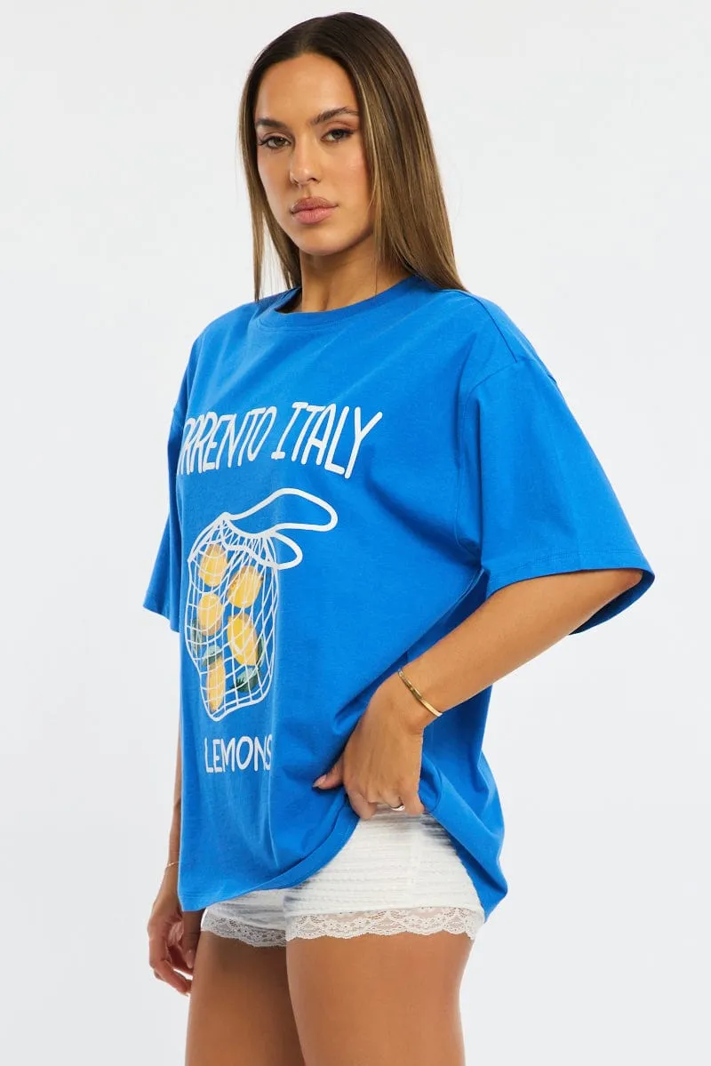 Blue Graphic Tee Short Sleeve sold by Ally Fashion product image thumbnail 3